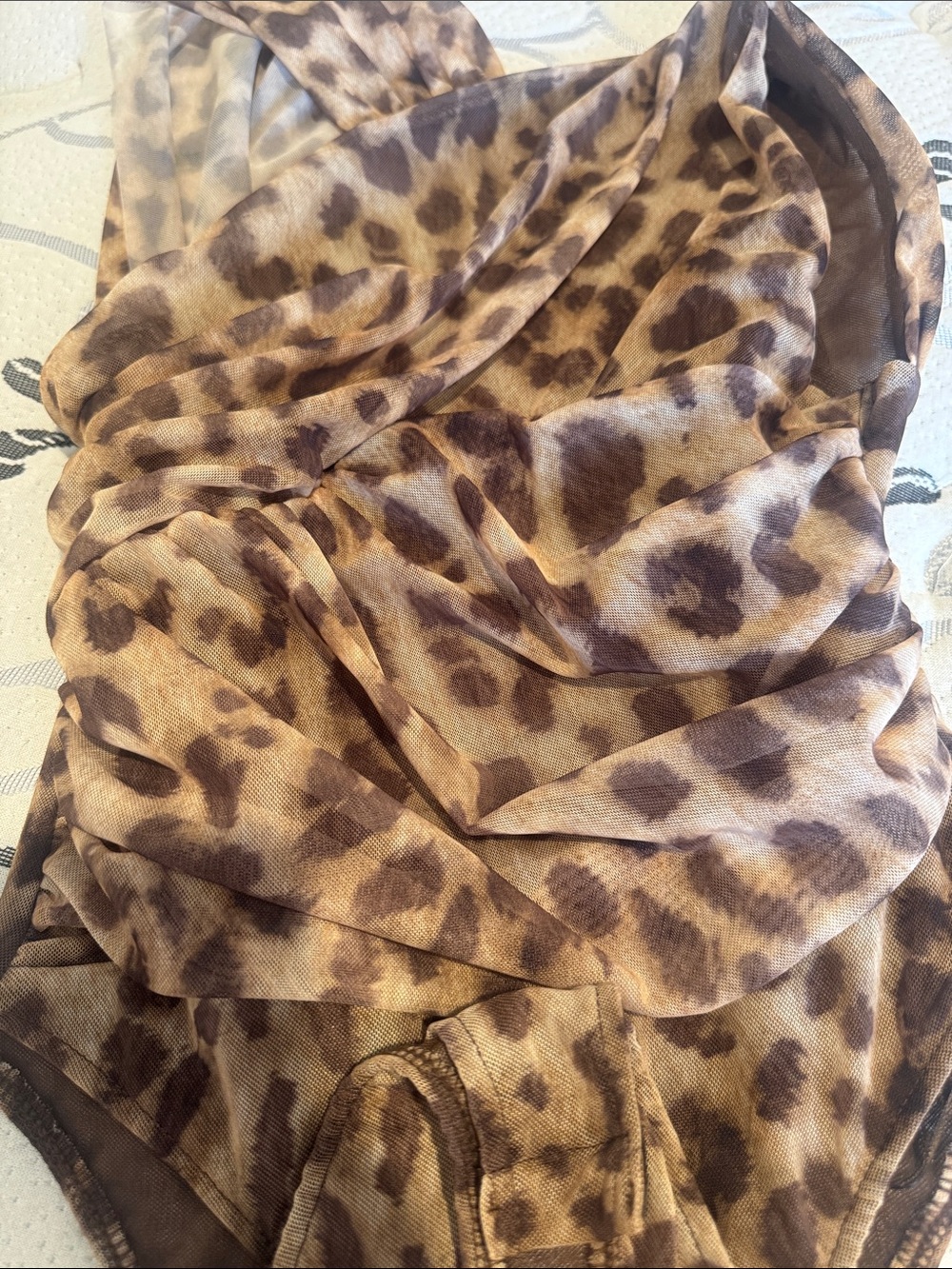 Zara Brown Leopard Print Sheer Blouse